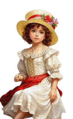 vintage girl hat red white - PNG gratuit