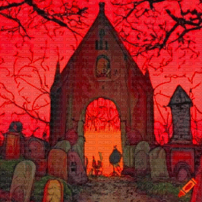 Red Spooky Cemetary - Nemokamas animacinis gif