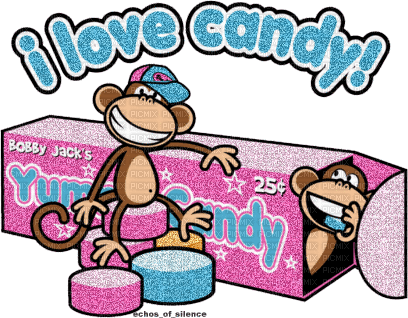 I love candy glitter monkeys pink and blue - GIF animé gratuit