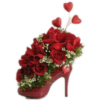 Red shoe with roses - ingyenes png