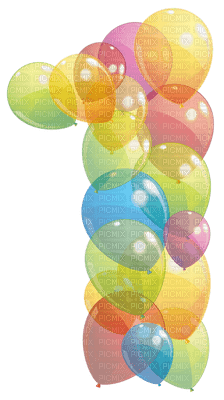 Kaz_Creations Numbers Number 1 Balloons - ücretsiz png