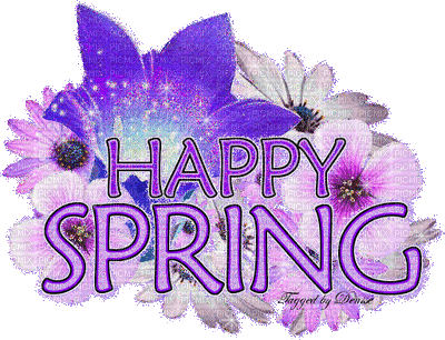 Happy Spring.Text.purple.Victoriabea - Ingyenes animált GIF