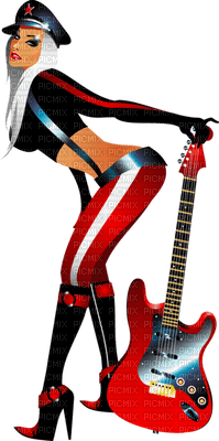 Kaz_Creations Woman Femme Guitar - png gratuito