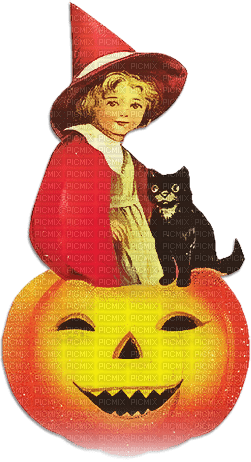 soave children pumpkin cat witch red orange yellow - ingyenes png