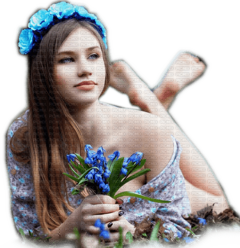 Rena Mädchen Girl flowers - 無料png