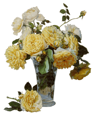 Kaz_Creations Yellow Deco Scrap Flowers Vase - png gratis