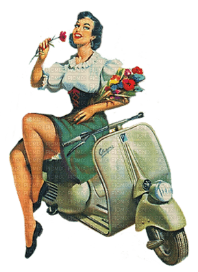 vespa woman vintage - ücretsiz png
