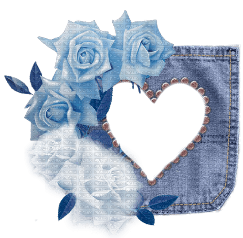 Jeans Blue White Gold Flower - Bogusia - δωρεάν png