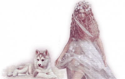 woman with wolf bp - 免费PNG