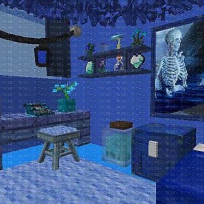 Blue Minecraft Room - фрее пнг