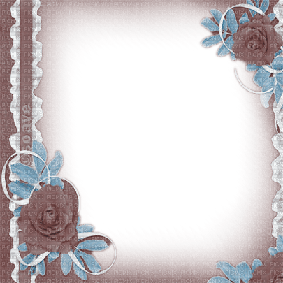 soave frame vintage flowers rose lace blue brown - nemokama png