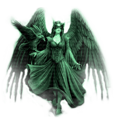 Y.A.M._Gothic angel green - darmowe png
