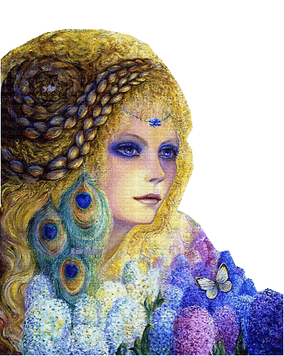 peacock aquarelle woman - Бесплатни анимирани ГИФ