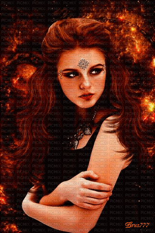 Rena animated Woman Fantasy Fire Feuer - Free animated GIF