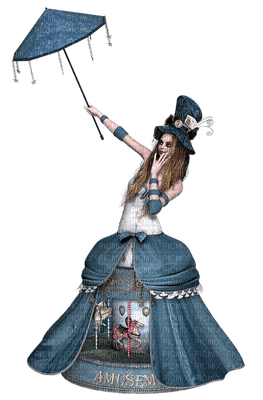 woman steampunk blue laurachan - bezmaksas png