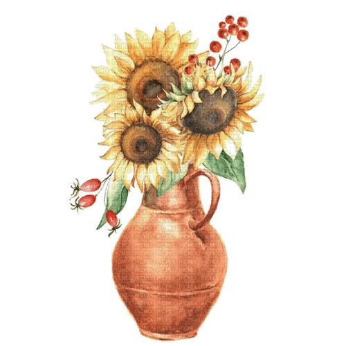 kikkapink deco autumn sunflower vase - zdarma png