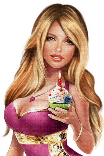 Woman with cake. Birthday. Leila - png gratis