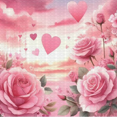 Pink Roses and Pink Hearts - Free PNG