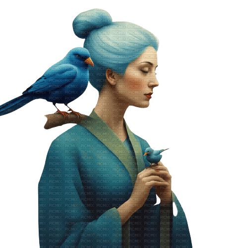 springtimes woman bird blue - besplatni png