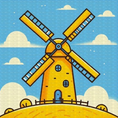 Yellow Windmill - PNG gratuit