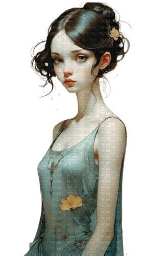 illustrated art girl - ücretsiz png