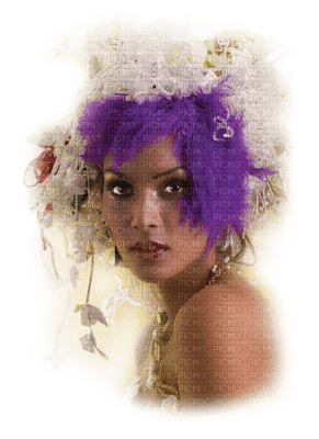 woman purple hair bp - 免费PNG