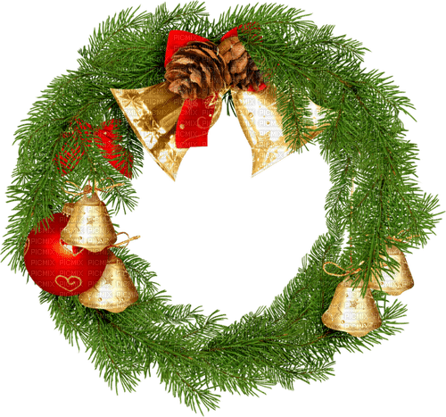 Wreath.Green.Red.Brown.Gold - Free PNG