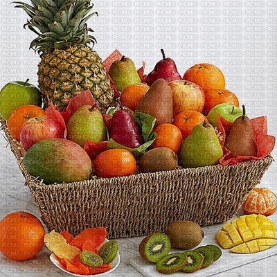 fruit frais panier ananas poire les mangues - png gratuito