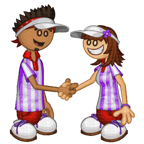 Alberto and Penny Handshake - Gratis animeret GIF