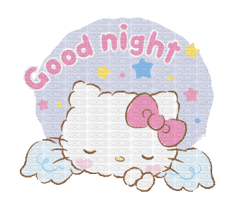 Hello kitty mignon cute kawaii good night gif - GIF animate gratis