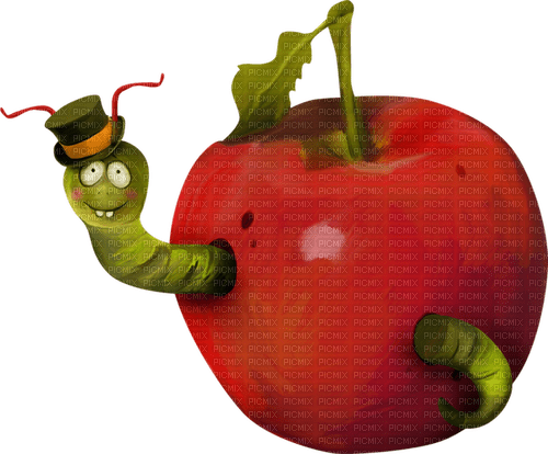 Manzana con guzano - PNG gratuit