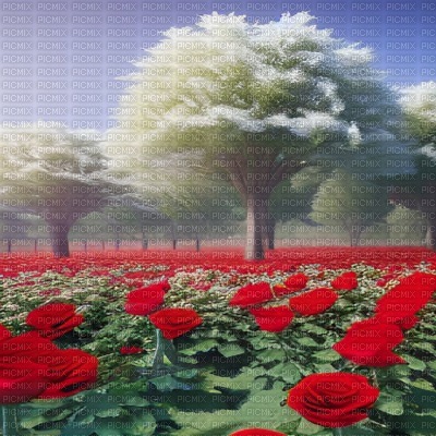 White Trees & Red Roses II - png ฟรี