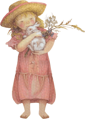 spring child baby bunny vintage dolceluna - gratis png