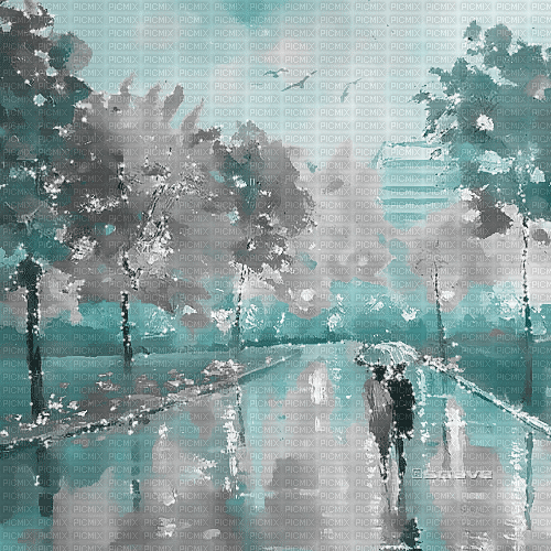 soave background animated painting  rain city - Gratis animerad GIF