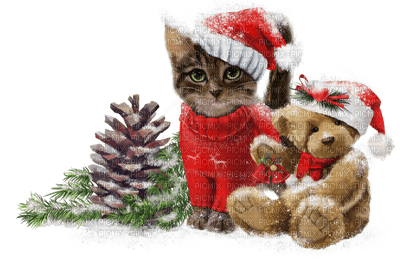 Kaz_Creations Cats Cat Kittens Kitten  Christmas - bezmaksas png