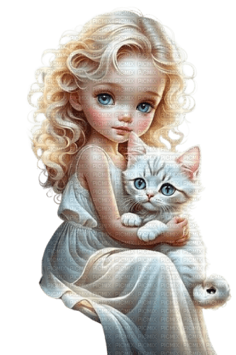 dziewczynka z kotkiem - nemokama png