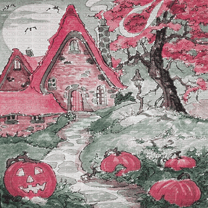 soave background animated vintage halloween house - GIF animate gratis