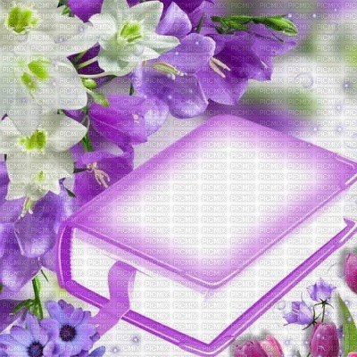 Fond violet fleurs avec un livre Debutante - png gratis
