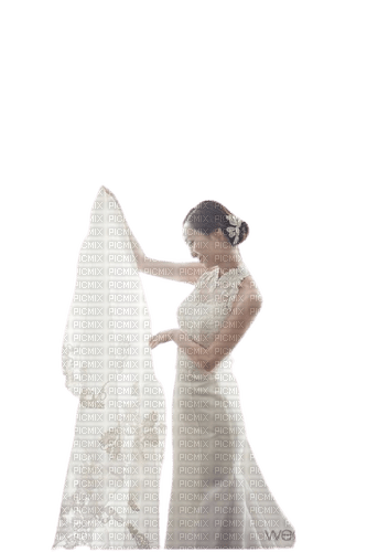 bride woman looks at veil - gratis png