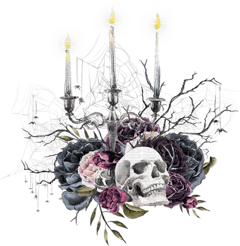 Gothic.Candle.Skull.Deco.Victoriabea - nemokama png