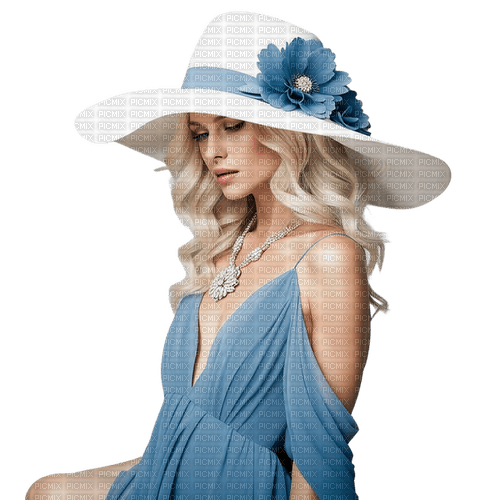 Woman in blue. Hat. Leila - gratis png