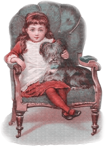 kikkapink vintage girl child dog winter christmas - PNG gratuit