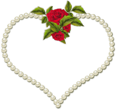 frame-pearl heart-roses - Free PNG