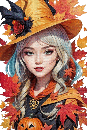 anime autumn girl - GIF animé gratuit
