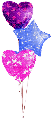 Balloons.Hearts.Star.Pink.Purple.Blue - PNG gratuit