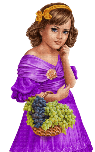 Girl. Children. Grapes. Leila - darmowe png