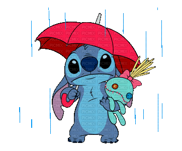 Stitch rain - GIF animé gratuit