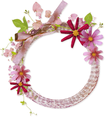 blumen frame cadre rahmen pink round circle deco flower fleur fleurs blossom spring printemps tube - png ฟรี