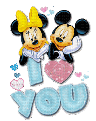 mickey & minnie mouse i love you gif