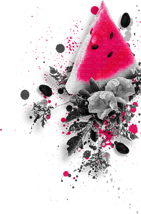 soave  deco summer watermelon flowers scrap - безплатен png